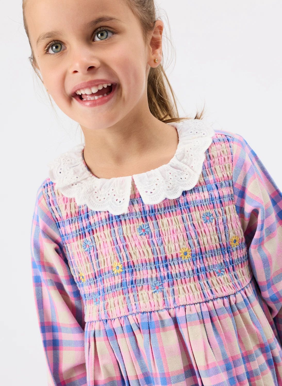 Robe Smockée Carreaux | Rose- Image produit n°2