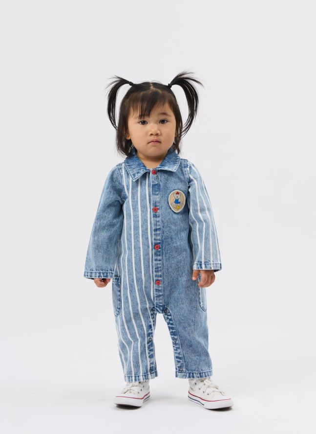 Combinaison Buddy Rayée Denim | Bleu