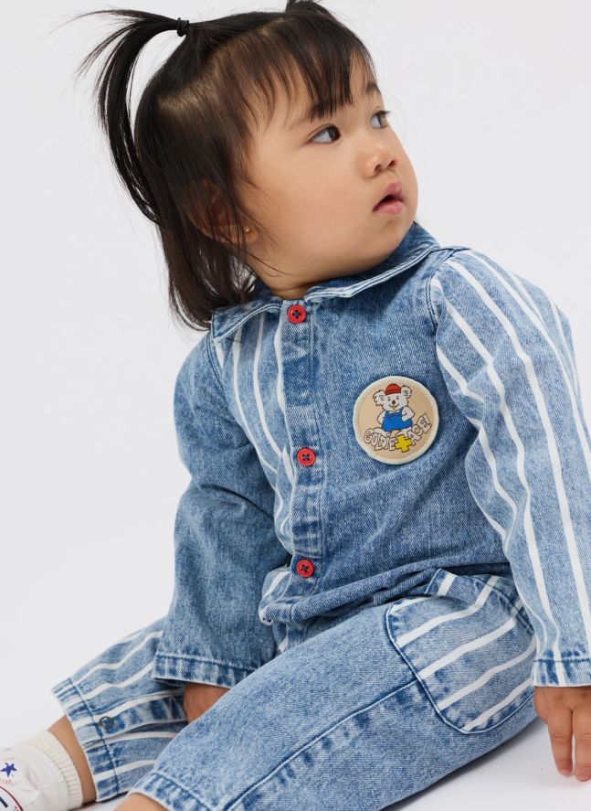 Combinaison Buddy Rayée Denim | Bleu