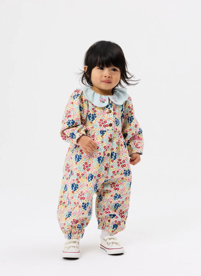 Combinaison Fleurie Denim | Bleu ciel