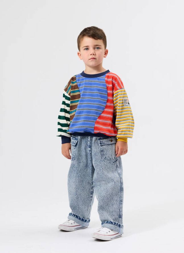 Sweat Colorblock Rayé | Bleu