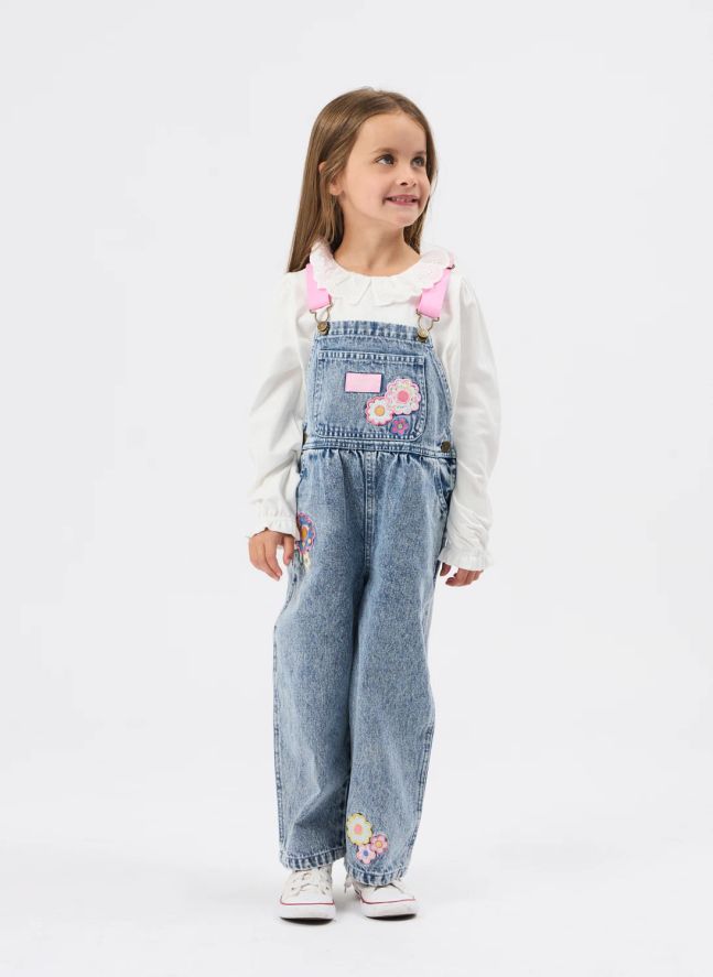 Salopette Austin Fleurs Denim | Bleu