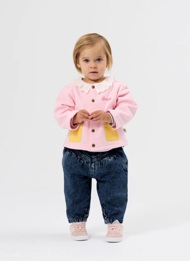Gilet Col Brodé | Rose