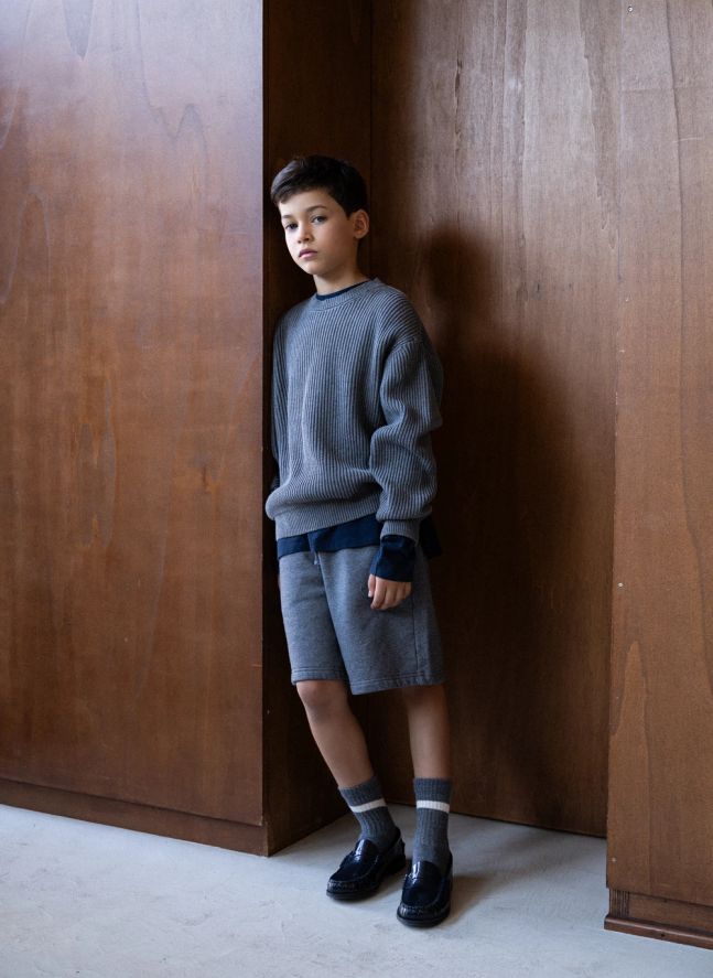 Pull Harrington Coton Bio | Gris chiné