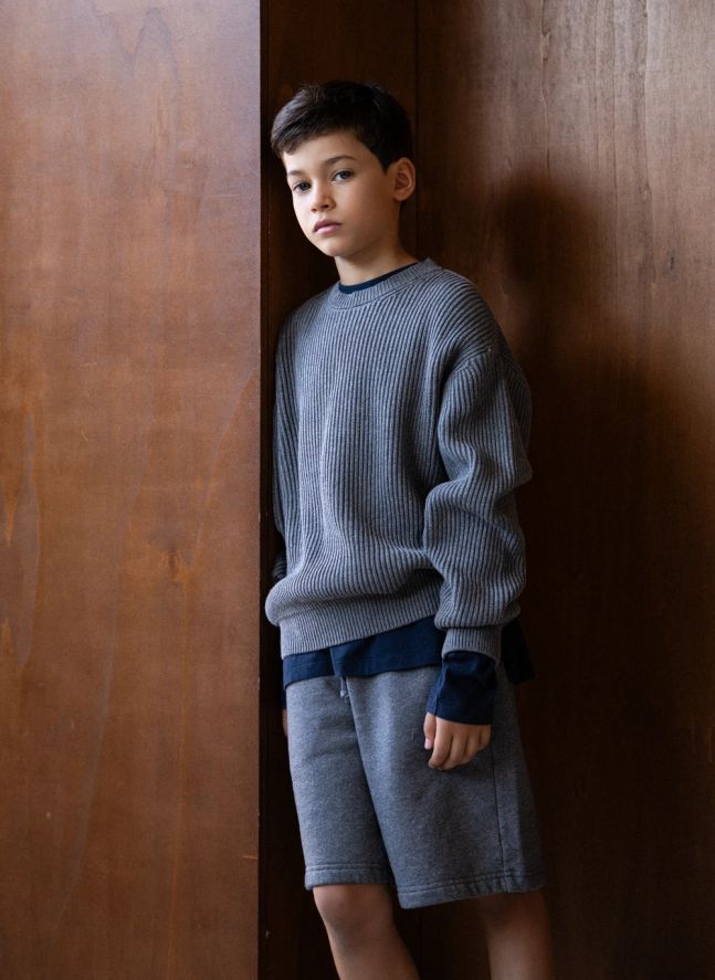 Pull Harrington Coton Bio | Gris chiné