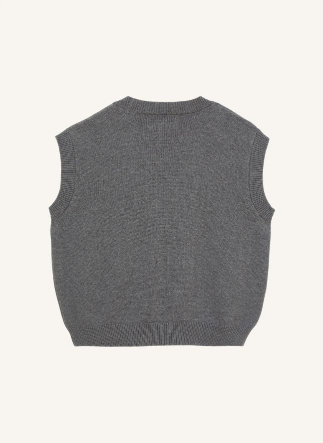 Gilet Sans Manches Mila Coton Bio | Gris chiné