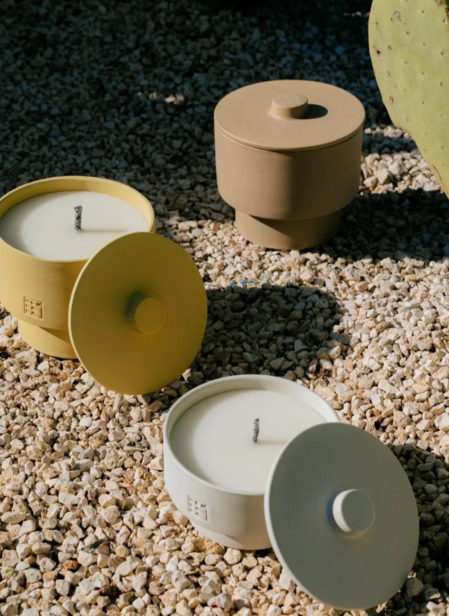 Outdoor candle with cover, neutral fragrance June Sahara One  | Pale yellow