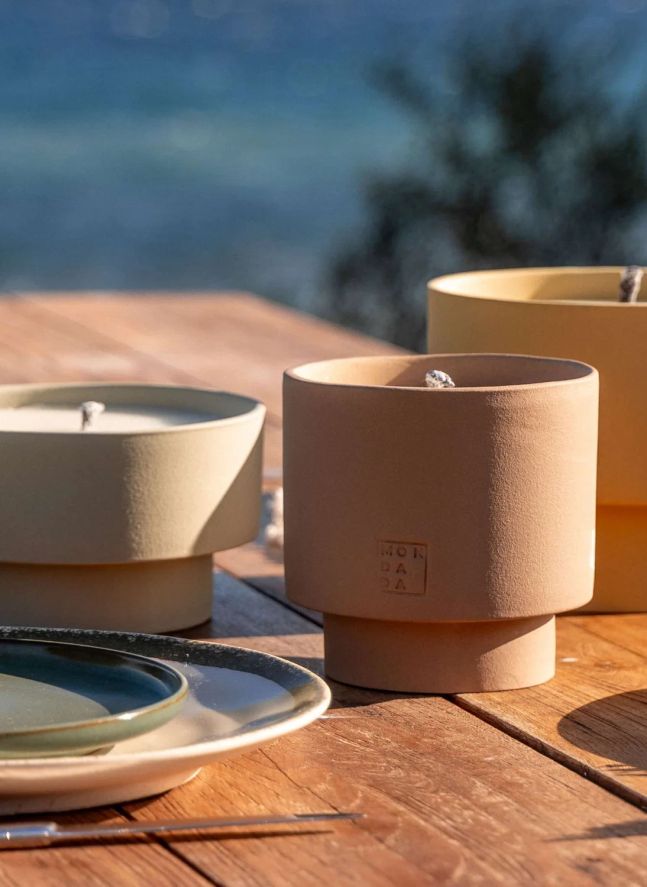 Outdoor candle with cover, neutral fragrance June Ibiza One  | Terracotta