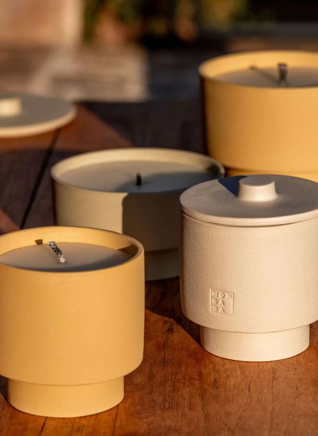 Outdoor candle with cover, neutral fragrance June Ibiza One  | Terracotta