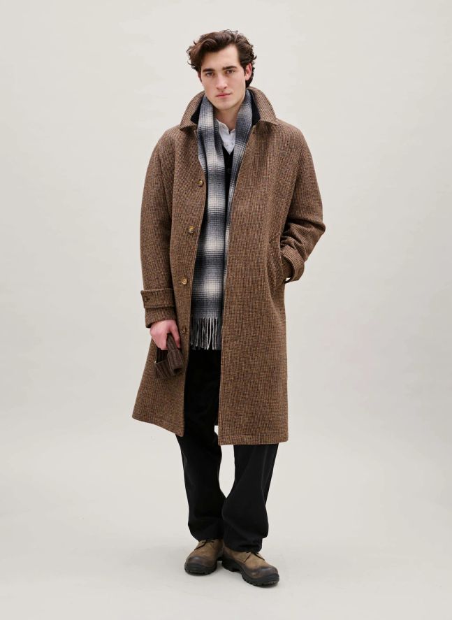 Wool Checkered Scarf | Grey