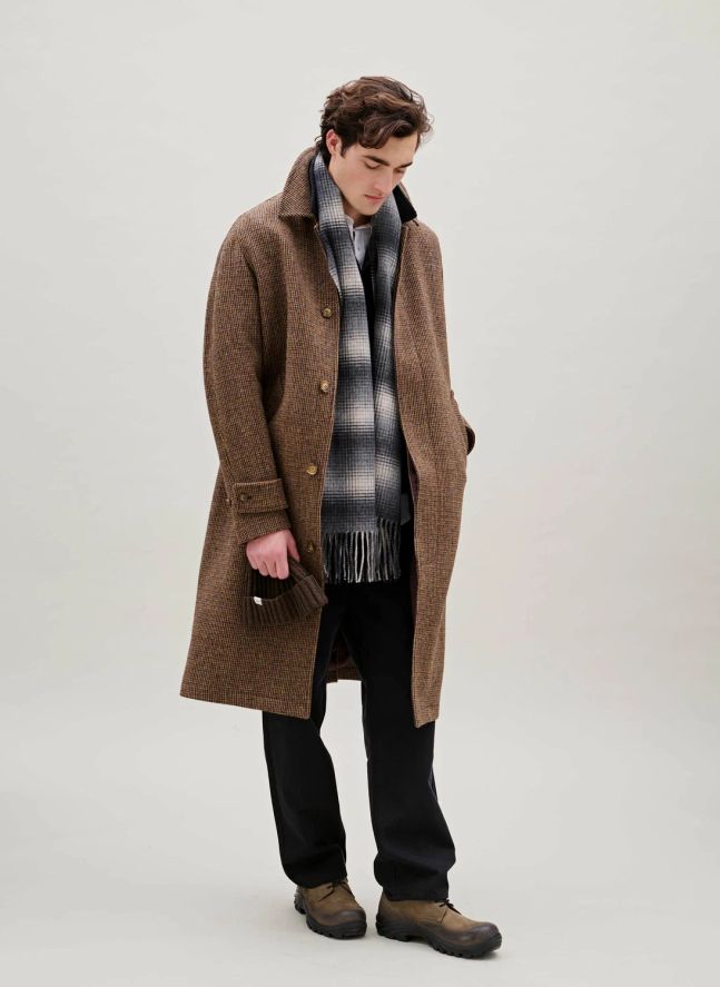 Wool Checkered Scarf | Grey