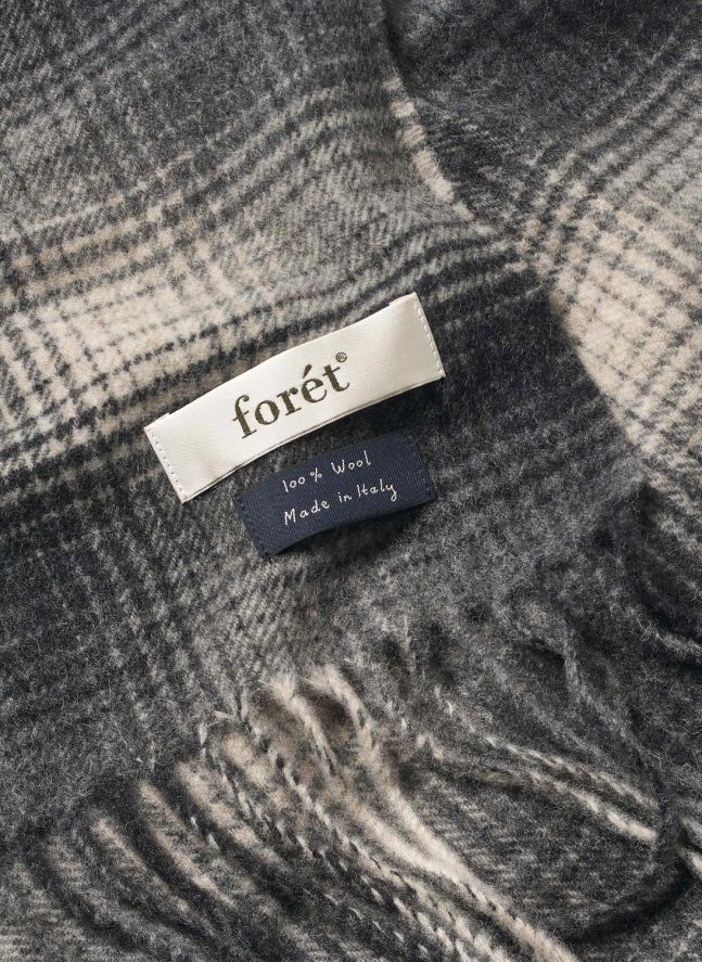 Wool Checkered Scarf | Grey