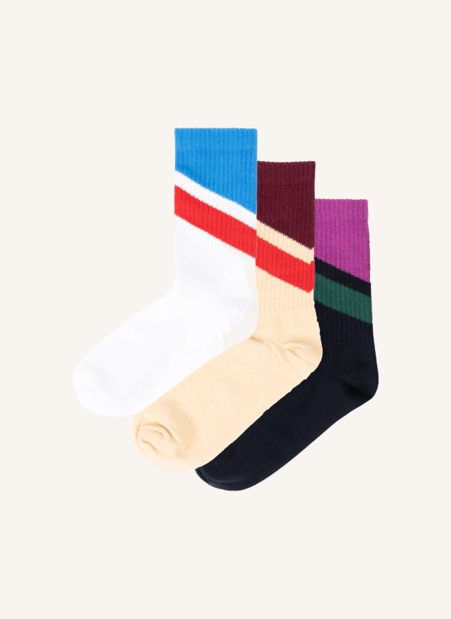 Lot de 3 Paires de Chaussettes Rayées | Ecru