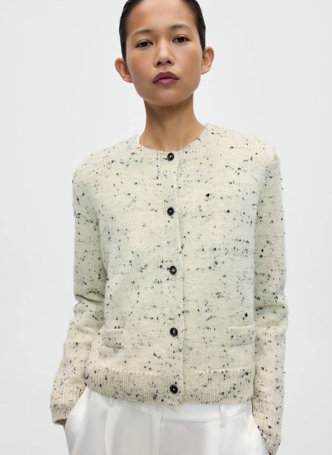 Cardigan Merino Flecked Laine | Ecru