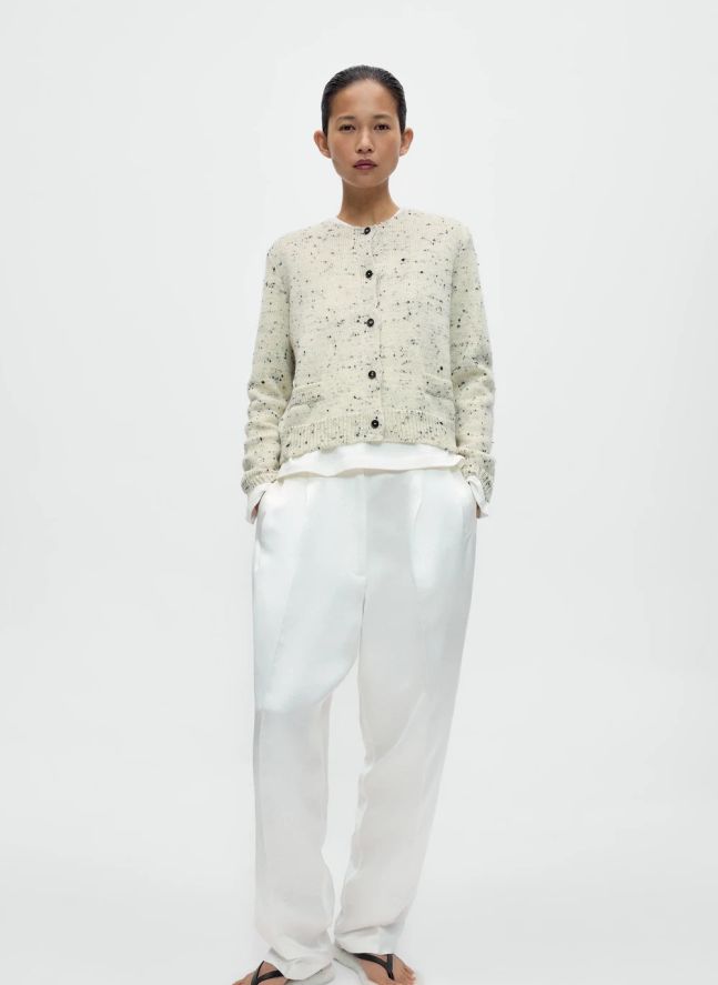 Cardigan Merino Flecked Laine | Ecru