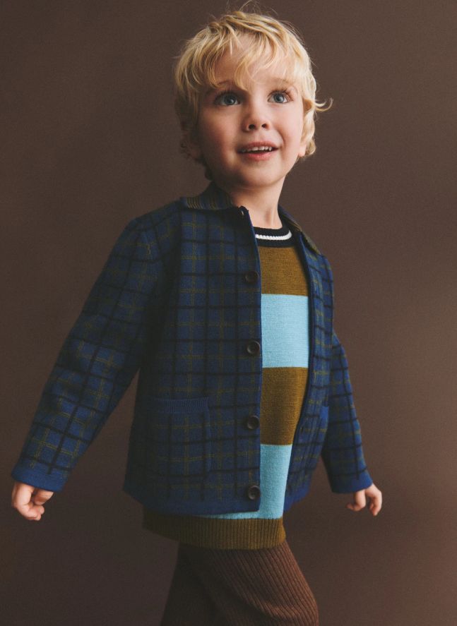 Pull Rayé Maille Fine Laine Mérinos | Bleu ciel