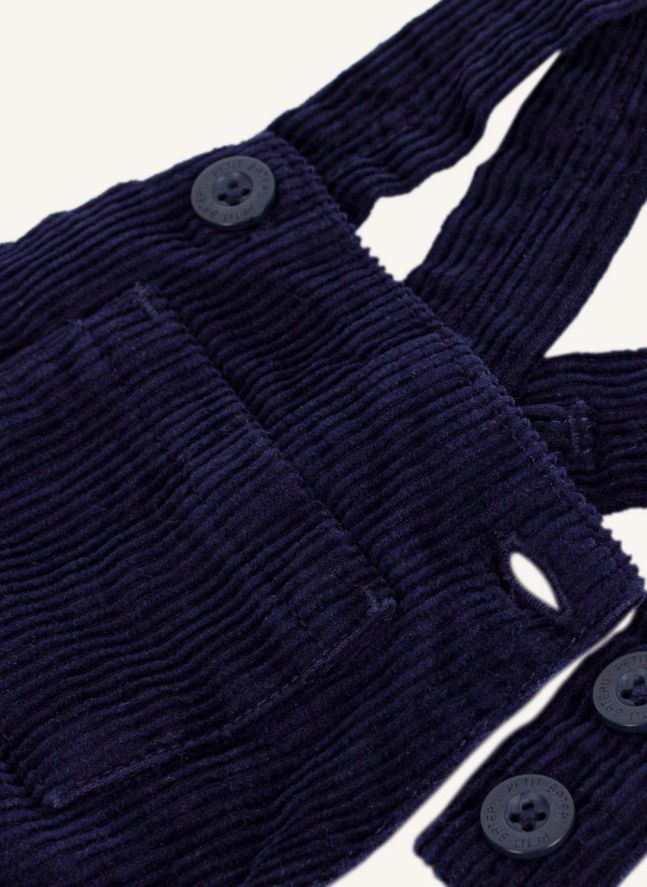 Salopette Unie Velours Coton Bio | Bleu nuit