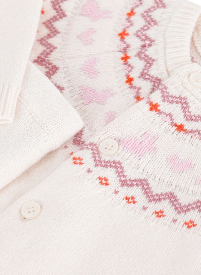 Ensemble Cardigan et Pantalon Jacquard Laine | Rose