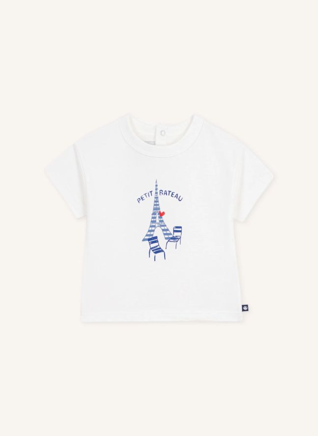 T-shirt Tour Eiffel Coton Bio Bébé | Blanc