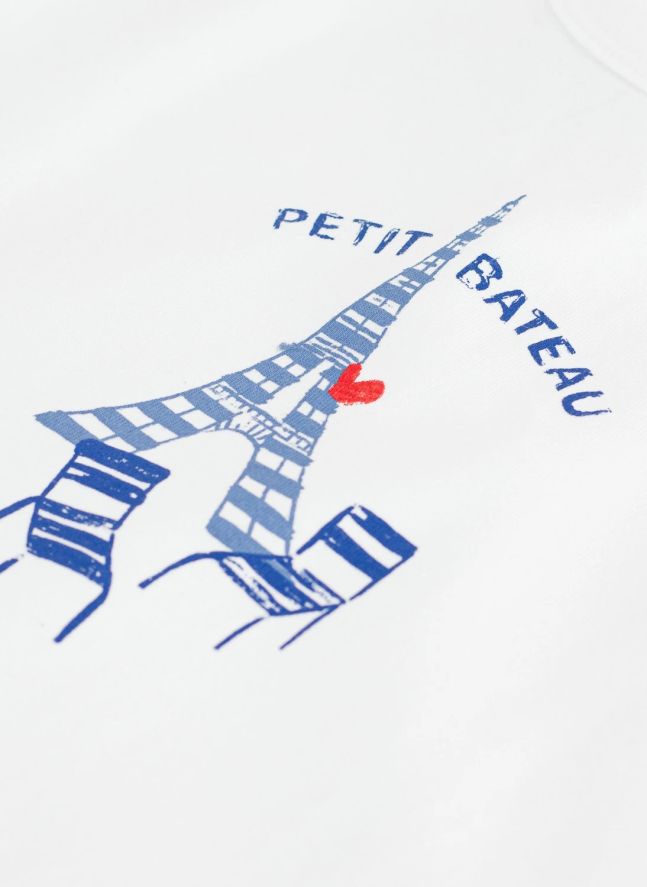 T-shirt Tour Eiffel Coton Bio Bébé | Blanc