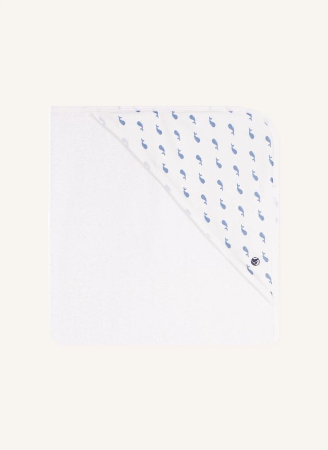 Carré de Bain Baleines Coton Bio | Blanc