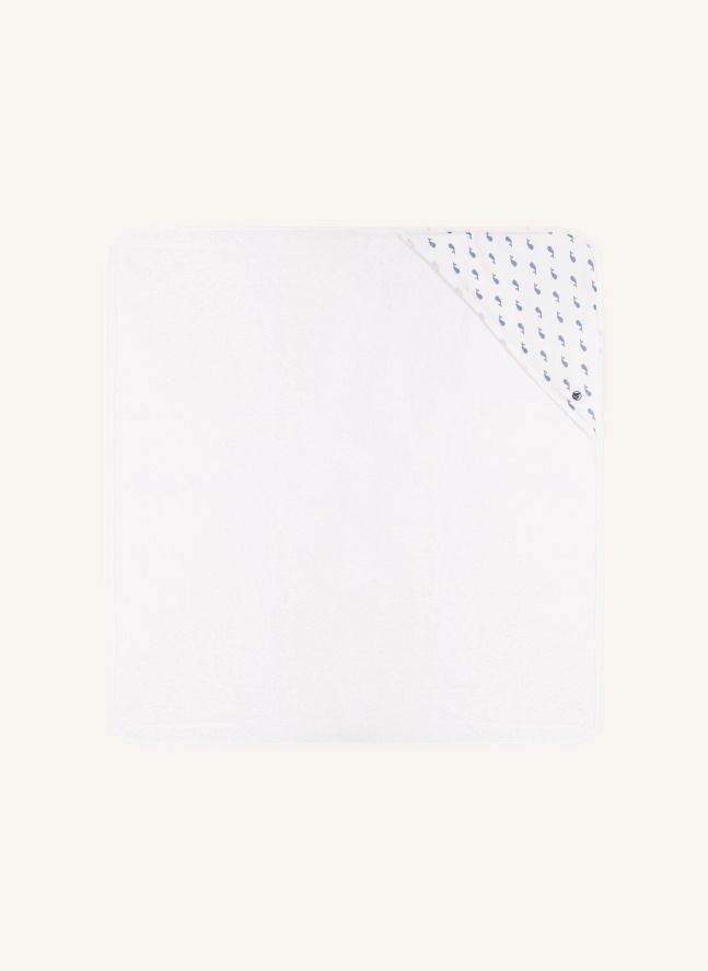 Carré de Bain Baleines Coton Bio | Blanc