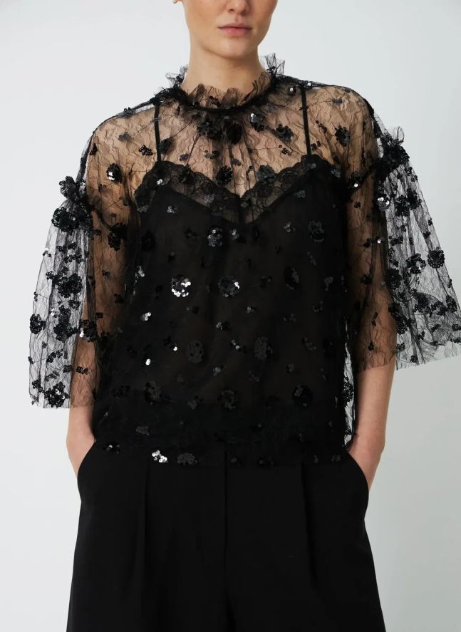 Blouse Sequins | Noir