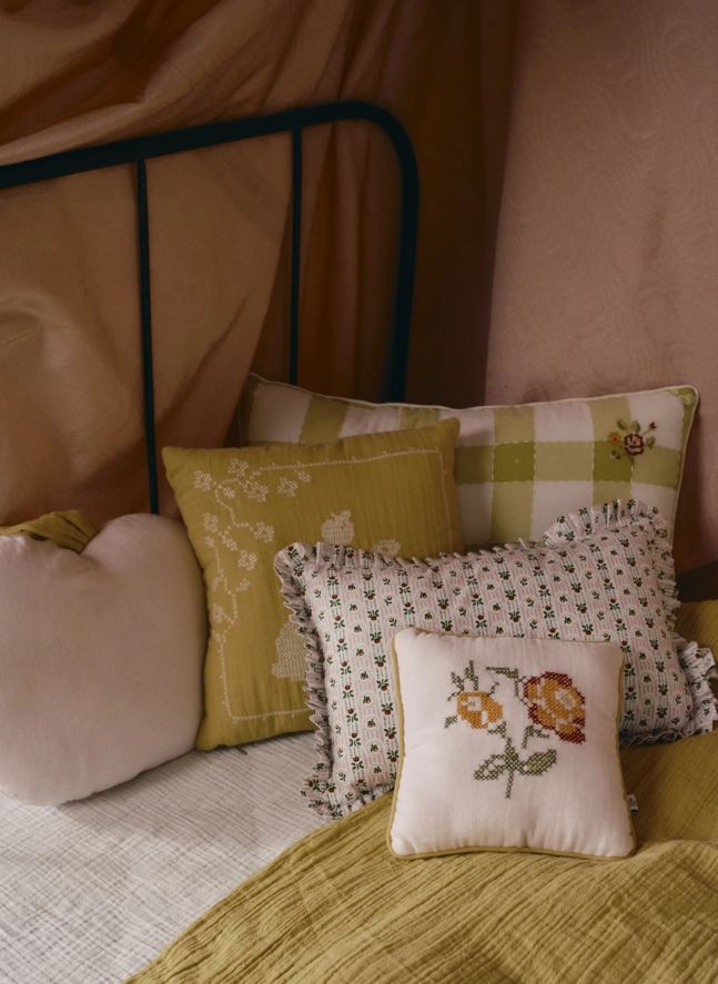 Coussin à volants Pommette Camille | Popeline Pommette