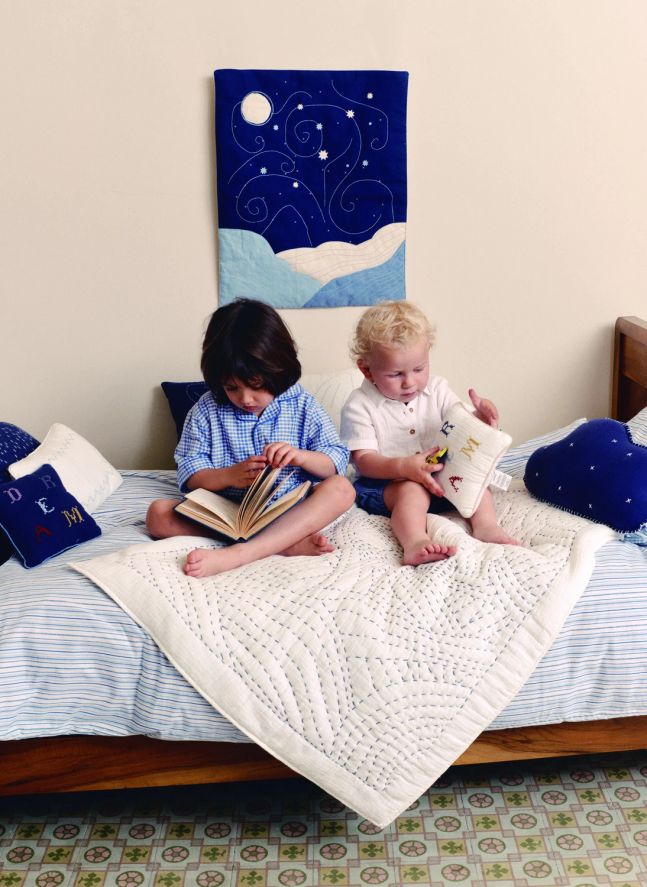 Penelope Bird Throw  | Ivory Gauze
