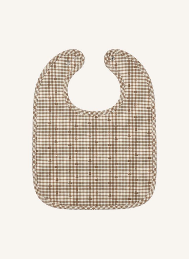 Bavoir Bertille | Coton Vichy Noisette