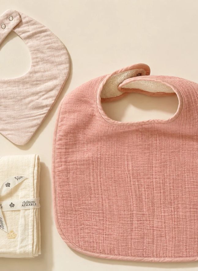 Bavoir Bertille | Gaze Vieux Rose