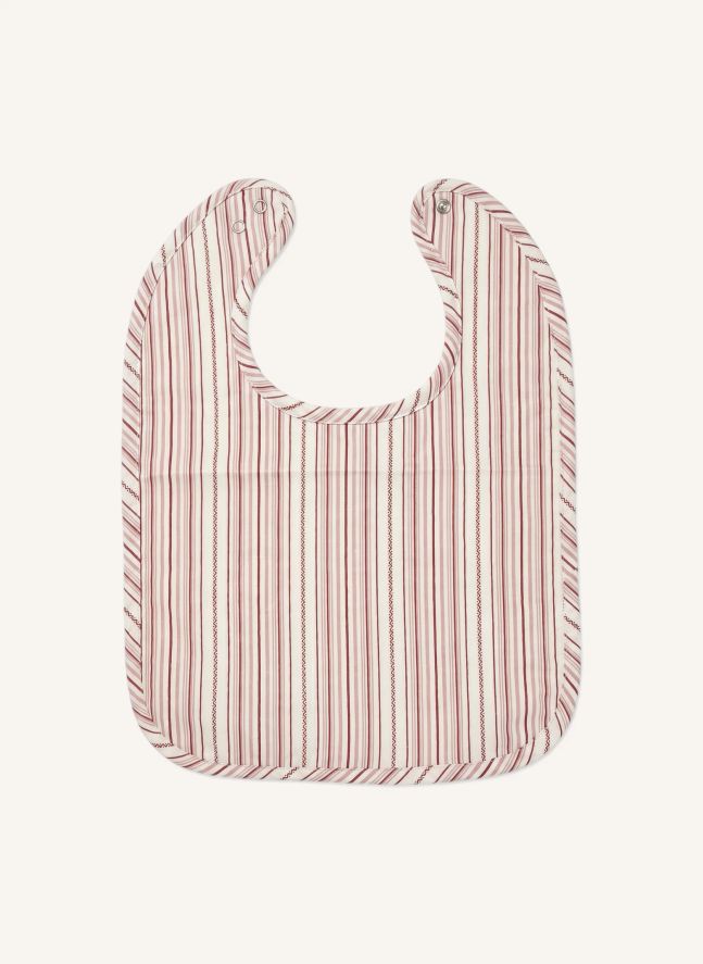 Babero Bertille | Popelina Rayures Framboise