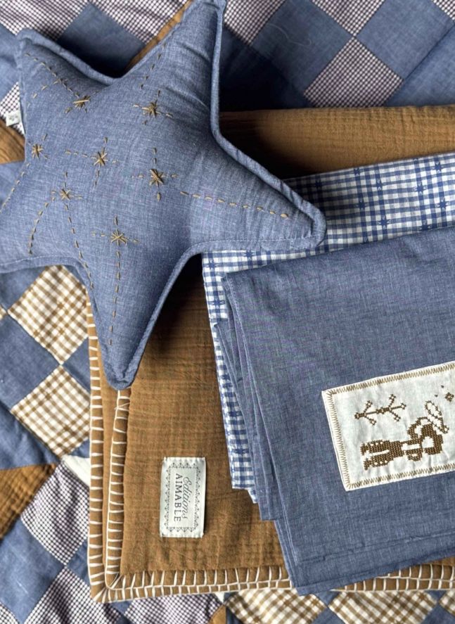Coussin Etoile Ferdinand | Chambray Bleu