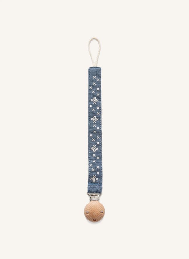 Attache tétine Auguste | Chambray Bleu