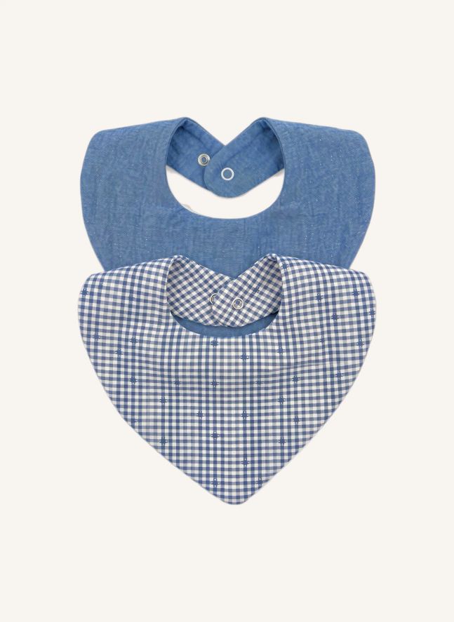 Bandana Brigitte - Lote de 2 | Algodón Vichy Bleu