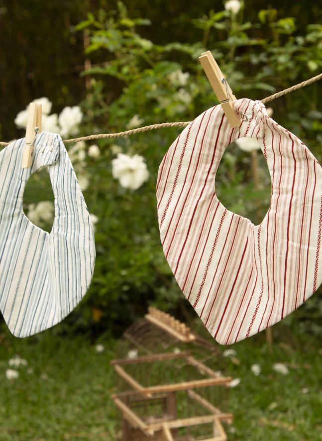 Bandana Brigitte - Set de 2 | Popeline Rayures Framboise