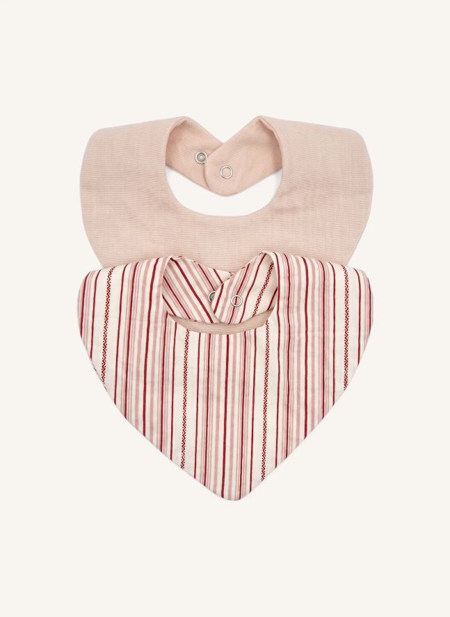 Bandana Brigitte - Set de 2 | Popeline Rayures Framboise