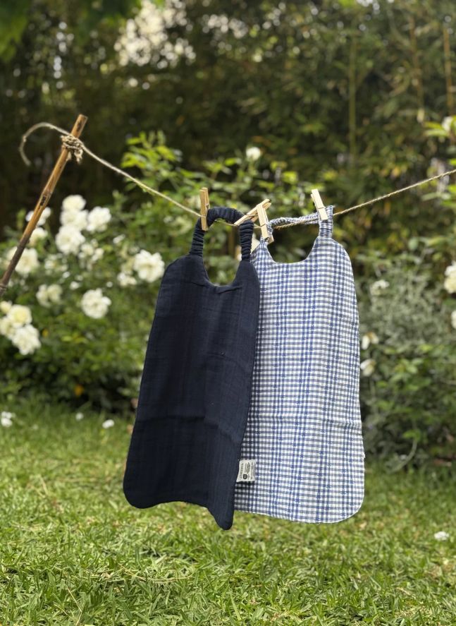 Grand bavoir Gustave | Coton Vichy Bleu