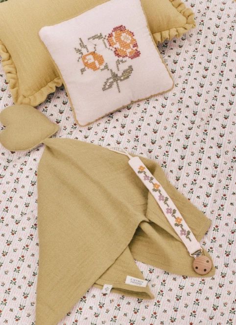 Attache tétine Auguste | Gaze Rose Dragée