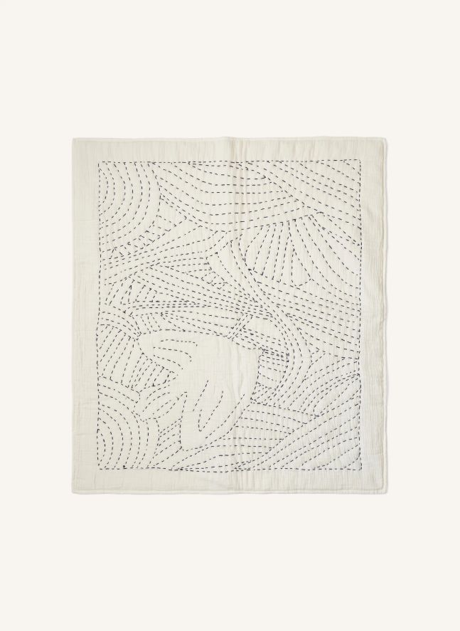 Penelope Bird Throw  | Ivory Gauze