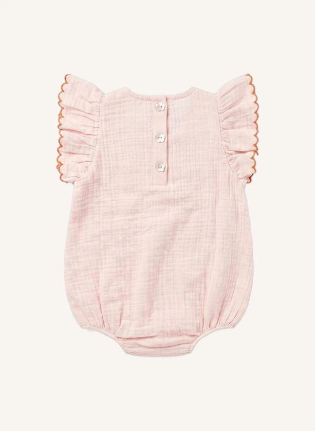 Barboteuse Brune | Gaze Rose Dragée