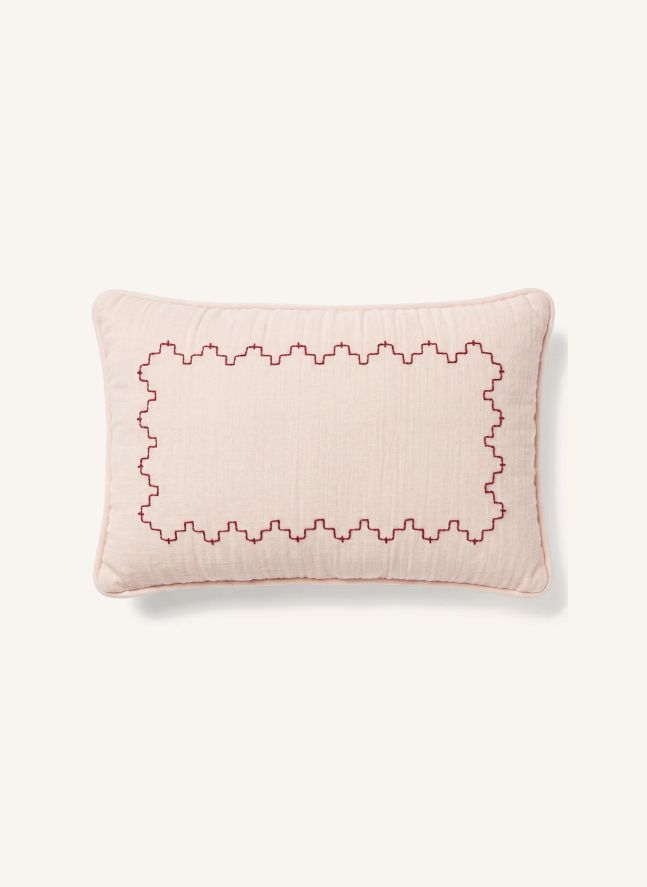 Coussin frise brodée Camille | Gaze Poudre