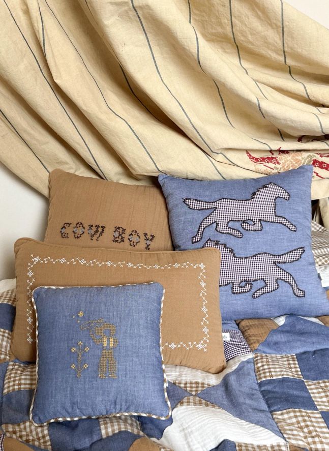 Coussin frise cowboy Camille | Gaze Noisette