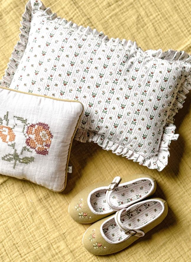 Coussin à volants Pommette Camille | Popeline Pommette