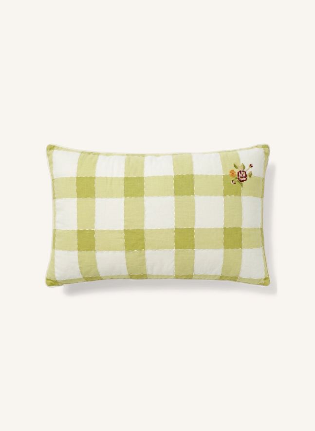 Coussin à carreaux Hubert  | Vert