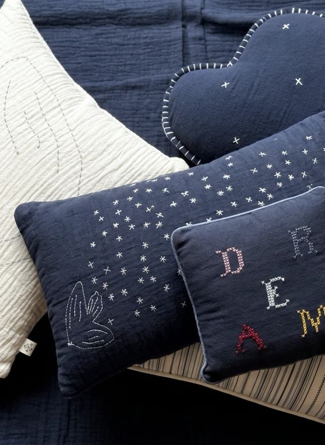 Coussin Ciel étoilé Hubert | Gaze Bleu Nuit