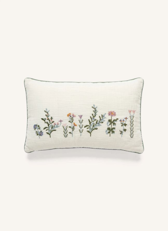 Coussin Fleurs Hubert | Gaze Ivoire