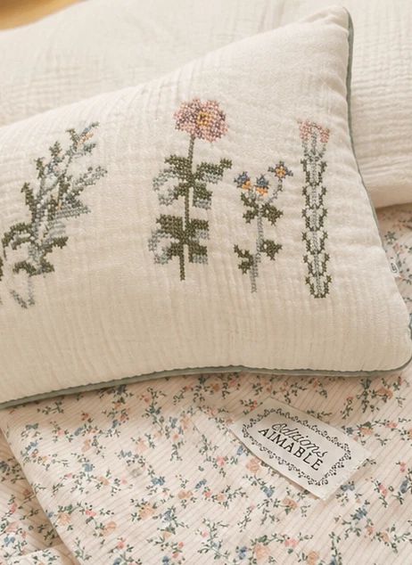 Coussin Fleurs Hubert | Gaze Ivoire