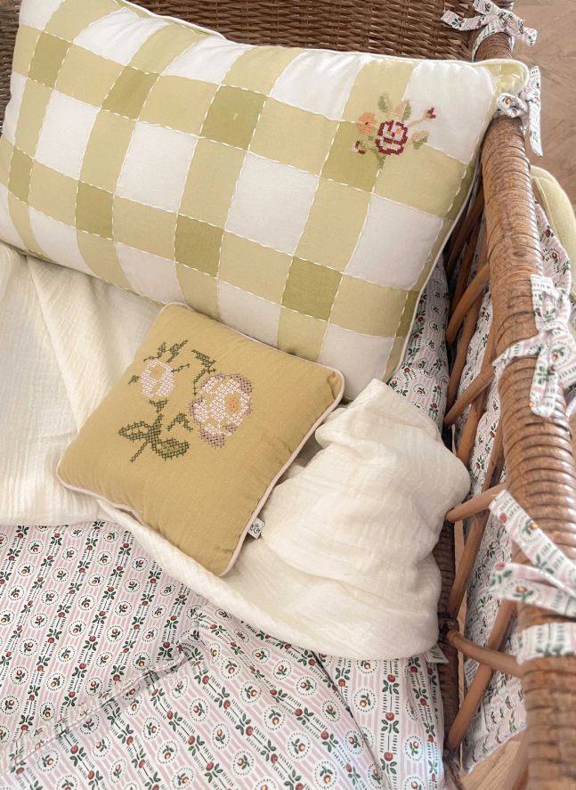 Coussin à carreaux Hubert  | Vert