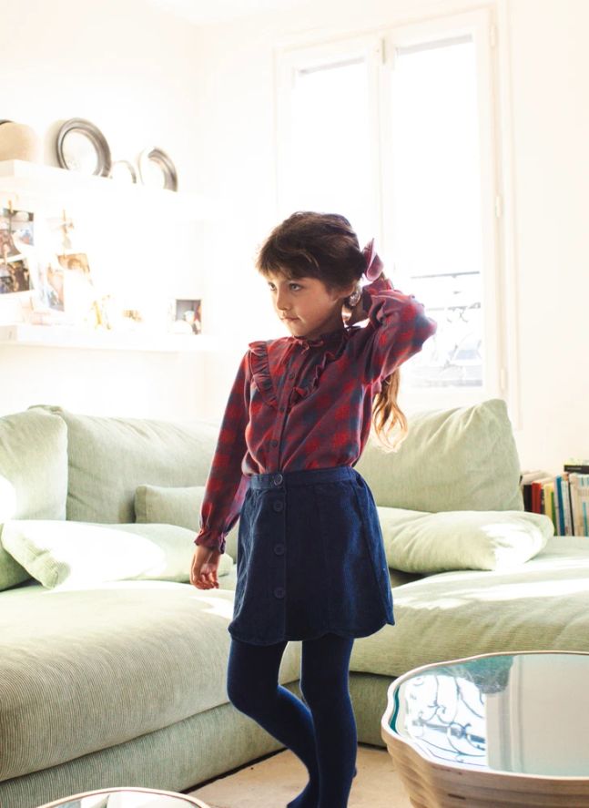 Blouse Imani Carreaux | Bleu marine